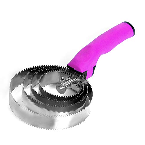 BOTH WINNERS Reversible Stainless Steel Curry Comb with Soft Touch Grip (Pink) - color: pink