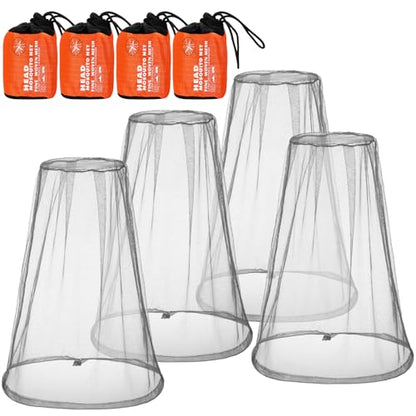 HESTYA 4 Pack Mosquito Bug Net Mesh for Head Mosquito Net Face Fly Netting Hood from Insect Bugs Gnats for Outdoor(Gray) - color: Gray