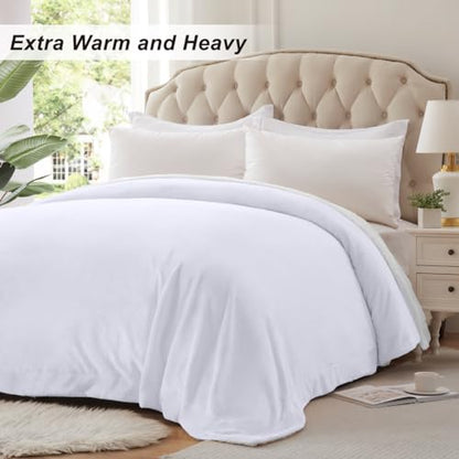 KAWAHOME Sherpa Fleece Twin Size Blanket for Bed, Extra Warm Heavy Thick - color: White, size: Twin ( 66" X 90" )