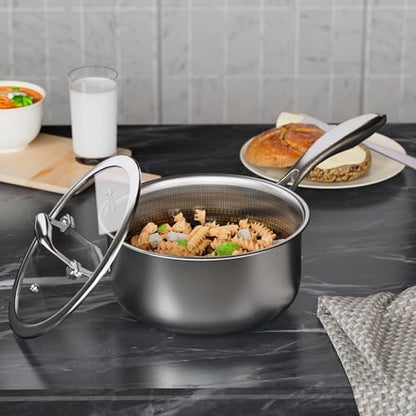 COOKER KING 2 Quart Stainless Steel Saucepan, Nonstick Sauce Pan, Ceramic Suce Pot with Tempered Glass Lid, Induction Pot Compatible with All Cooktops, Dishwasher & Oven Safe(PFAS/PFOA/PTFE Free) - size: 2 Quarts