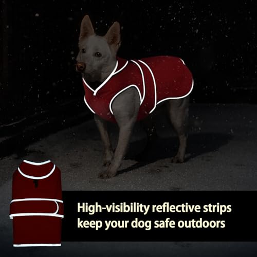 MIGOHI Reflective Waterproof Dog Coat, Medium, Red, Fleece Lined, Stormguard - color: Red, size: Medium