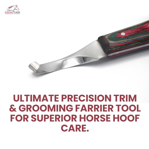 Equine Care Right-Handed Farrier Hoof Knife, Horses Goats Sheep, Red Handle | Farrier hoof knife for horses, goats, sheep and cattle; J2 stainless steel curved blade; red layered handle. - style: Right-Handed