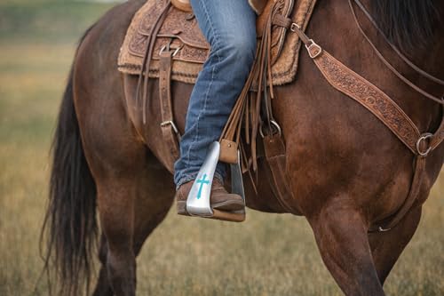 Horse Saddle Turquoise Cross Angled Slanted Aluminum Stirrups 5135VR