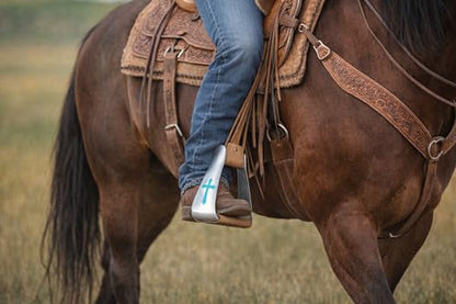 Horse Saddle Turquoise Cross Angled Slanted Aluminum Stirrups 5135VR