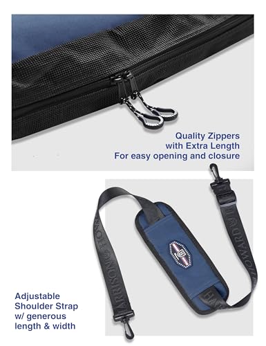 Harrison Howard Western Saddle Pad Carrier - Holds Multiple Pads With Vented Sides - English or Western Tack Bag - Navy - color: navy