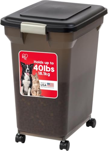 IRIS USA Dog Food Storage Container, Up to 40 lbs, Smoke, Made in USA - color: Smoke, size: 40 lbs