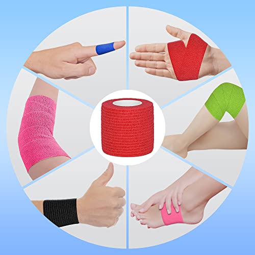 Tindobewan Self Adhesive Bandage Wrap, 2 Inches 8 Rolls Red - color: Red, size: 2 Inch