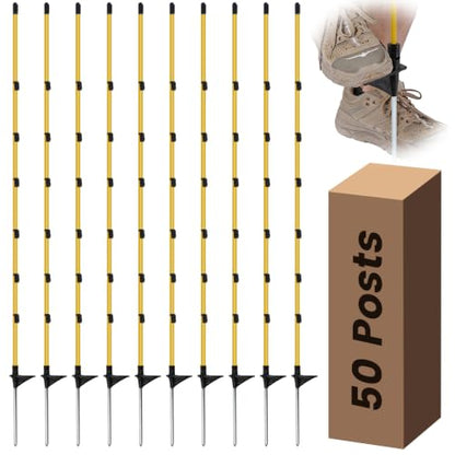 50 PCS Electric Fence Posts, 3/8" x 57" Step in Fence Post - size: 57Inch-50PCS