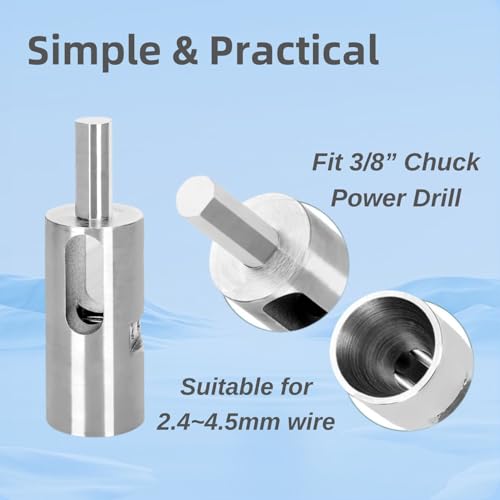 Chain Link Fence Twist Ties Tool for 8/9/10/11 Gauge Wire – Twist Ties for Drill Chuck, Ideal Chain Link Fence Parts & Texas Fence Fixer Compatible with 3/8” Chuck for Quick & Easy Fence Repairs