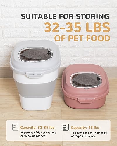 30-35 Lbs Dog Food Storage Container Collapsible Dog Food Container - color: Light Grey