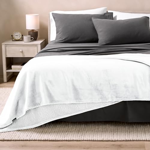 Bare Home Sherpa Fleece Blanket (Throw, White) - color: 01 - White - White, size: Throw/Travel