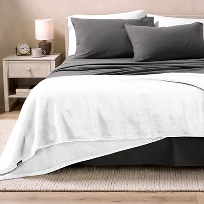 Bare Home Sherpa Fleece Blanket (Twin/Twin XL, White) - color: 01 - White - White, size: Twin/Twin XL
