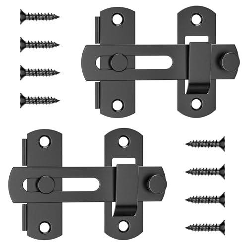 4 Inch Flip Latch Gate Latches, 180 Degree Flip Barn Door Lock Latch, Heavy Duty SUS304 Stainless Steel Flip Sliding Latch, Bolt Buckle Lock for Barn Wood Fence Sliding Doors, Black, 2 Pack - color: Matte Black