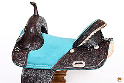 HILASON Western Horse Treeless Trail Barrel American Leather Saddle | for Horses - size: 14 In