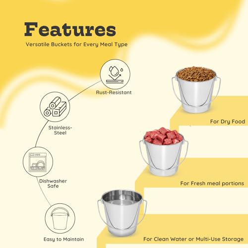 1 Qt Stainless Steel Hanging Water Bucket with Handle, 4-Pack - size: 1 Quart (Pack of 4)