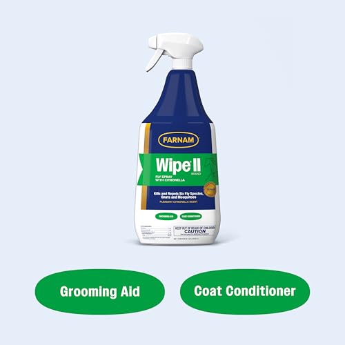 Farnam Wipe II Horse Fly Spray with Citronella, 32 oz Spray - size: 32 Fl Oz (Pack of 1)