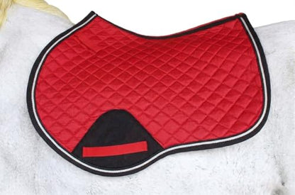 Horse Equine Contoured English Quilted Cotton All Purpose Saddle Pad 72TS37 - color: Red
