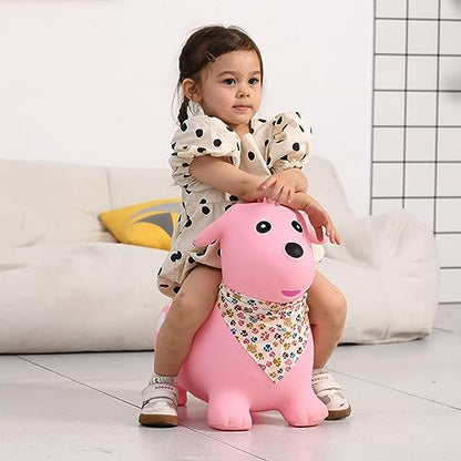 INPANY Bouncy Dog Hopper for Toddlers, Gifts Toy for Kid, Pump Included | Eco-Friendly PVC, Low Center Gravity, Cute Cartoon Design, Load 100 Lbs, Learn & Exercise & Active Fun, Gifts for 1-3 Kids - color: Pink Dog