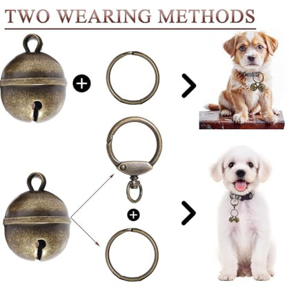 2 Extra-Loud Copper Dog Bells for Medium-Large Dog Collars - color: Bronze, size: Large