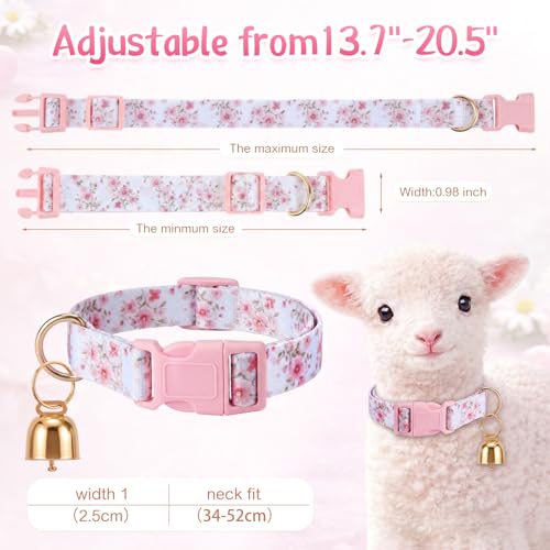 Copper Bell Goat Collar, Pink Flower Girly Style for Pygmy Goats and Lambs