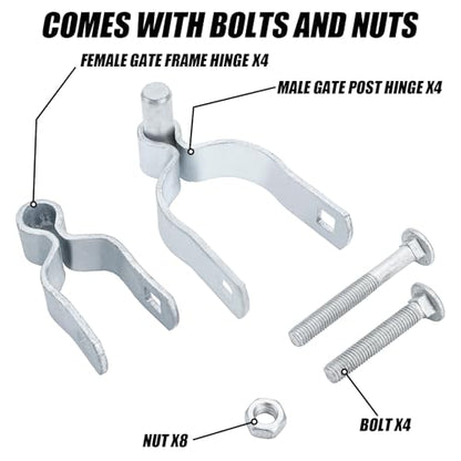 4 Set of Chain Link Fence Gate Post Hinge, 2-3/8" x 1-3/8"