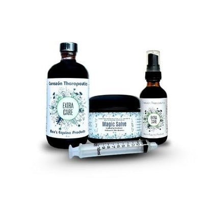 Corazón Therapeutics Equine Wound Care Kit, 3-Part Treatment System with Salve, Spray and Oral Solution