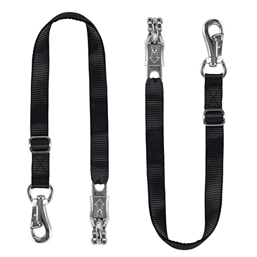 Rosemarie Trailer Cross Tie, Horse Haulage Adjustable Nylon Straps Leads with Panic Snap Fixed Eye Equestrian Equipment - color: Black