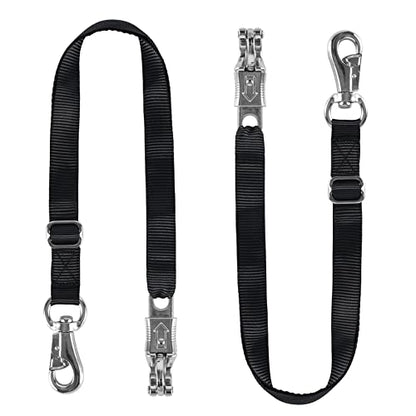 Rosemarie Trailer Cross Tie, Horse Haulage Adjustable Nylon Straps Leads with Panic Snap Fixed Eye Equestrian Equipment - color: Black