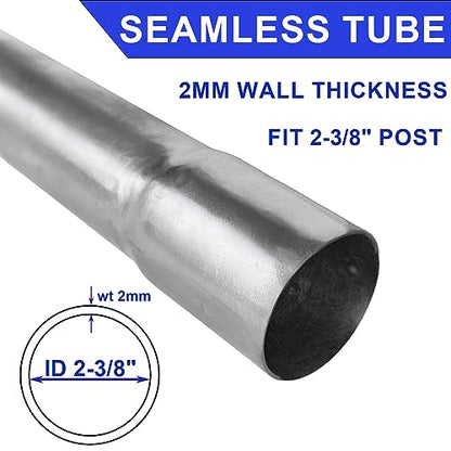 2 Pack 2-3/8" OD Metal Post Extender, 12" Fence Post Extension Height, Hot-dip Galvanized Steel, Includes Screws and Caps - size: 2-3/8 in dia x 12 in