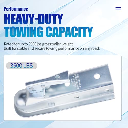 3500lb Straight Trailer Coupler for 2" Ball, 2" Channel | Compatible with 2" hitch balls and 2" channels. Zinc-plated steel build for 3,500 lbs towing capacity. - size: 2" Ball 2" Channel 3,500 lbs