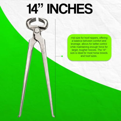 14-Inch Spring Loaded Hoof Nipper – Premium Vanadium Steel Farrier Tool with Dull Finish, Heavy-Duty Horse Hoof Trimming Nippers for Farriers, Blacksmiths, Equine Hoof Care, Horse Shoeing - size: 14 inch