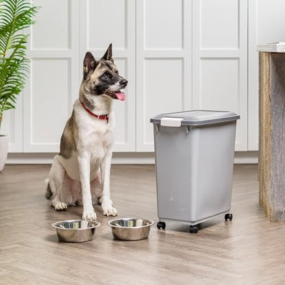 IRIS USA Dog Food Storage Container, Up to 40 lbs, Gray/Dark Gray - color: Gray/Dark Gray, size: 40 lbs