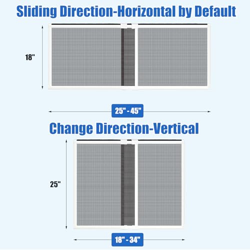 4 Pack Expandable Window Screen, 2 Way Sliding Adjustable Window Screen, Horizontal (18" H x 25" - 45" W), Horizontal and Vertical Adjustable, Durable Replacement Screen for Window, Window Screen Mesh - size: 18"H x 25"-45"W