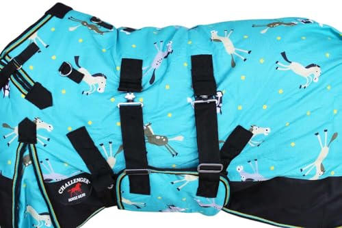 CHALLENGER 1200D Miniature Weanling Donkey Pony Horse Foal Winter Blanket - color: Turquoise Pony, size: 50 inches
