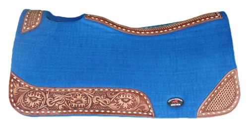 CHALLENGER 32x30 Horse Saddle PAD Western Contoured Wool Felt Moisture Wicking Brown 39209 - color: Turquoise Blue, size: 30" Spine x 15" Drop