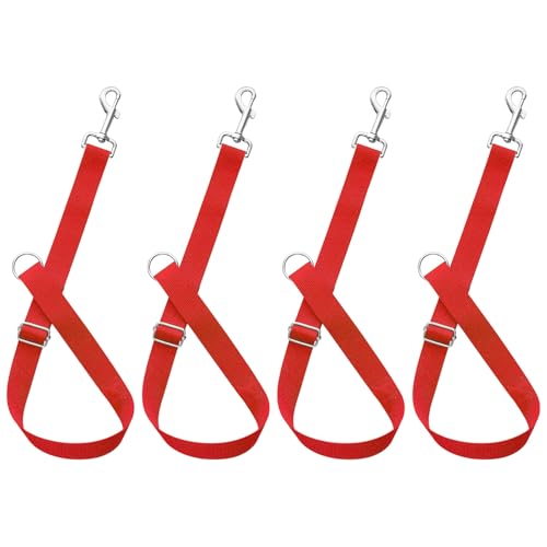 4Pcs Horse Bucket Strap Hangers Nylon Straps Hanging Feed Tack | fit for hay nets water buckets horse suppliers, heavy-duty buckle, sturdy metal swivel hook, quick install - color: Red