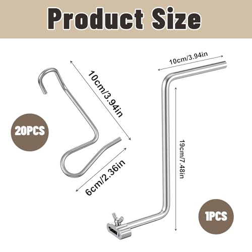 Fence Wire Tightener 1/4"20pcs Fence Wire Tightener Clips 6mm and 1PCS Tighteners Handle Fences Wires Tensioner Tool Bulk for Wires Fences Farm Garden Twisting Barbed Repair Tool