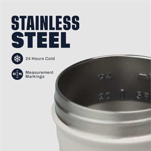 BlenderBottle Sport Flip Stainless Steel Shaker Bottle 24 oz Grey/White - color: Grey/White, size: 24 Ounces, style: Flip