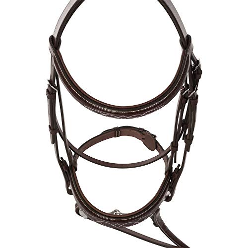 Huntley Equestrian Fancy Stitched Sedgwick Leather English Bridle and Reins - color: Sedgwick Australian Nut, size: Medium Pony