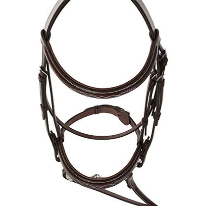 Huntley Equestrian Fancy Stitched Sedgwick Leather English Bridle and Reins - color: Sedgwick Australian Nut, size: Cob