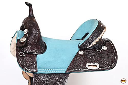 HILASON Western Horse Treeless Trail Barrel American Leather Saddle | for Horses - size: 14 In
