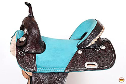HILASON Western Horse Treeless Trail Barrel American Leather Saddle | for Horses - size: 14 In