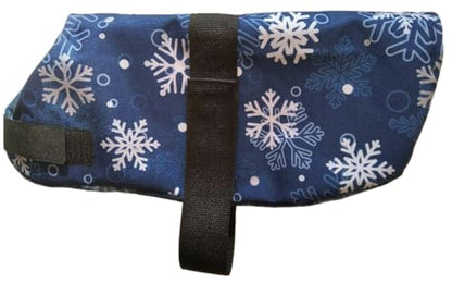 Insulated Kid Coats for Newborn Goats 14" - Blue Snowflake