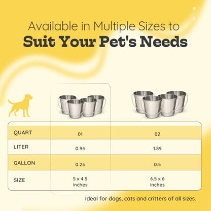 1 Qt Stainless Steel Hanging Water Bucket with Handle, 4-Pack - size: 1 Quart (Pack of 4)