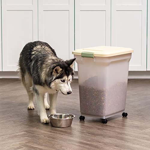 IRIS USA Dog Food Storage Container, Up to 40 lbs, Almond, Made in USA - color: Almond, size: 40 lbs