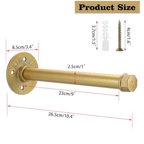 Sumnacon Wall Mounted Clothes Rack for Wardrobe, 2Pcs 10 Inch, Gold - color: Gold, size: 10 Inch