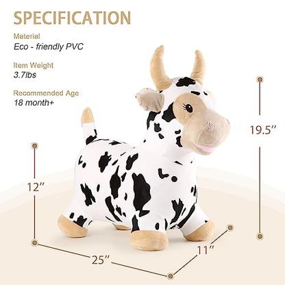 INPANY Bouncy Cow, Plush Cow Hoppers Toys for 2-4 Kid, Indoor & Outdoor Fun - color: Plush Bull
