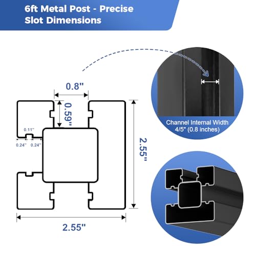 2 Pack 6ft Heavy Duty Aluminium Fence Post, No Dig Metal Post for Outdoor Privacy Fence Panels, Compatible with Wood Slats and Composite Boards for Patio, Backyard & Garden (2 Pack) - color: 6 ft Post-2pcs