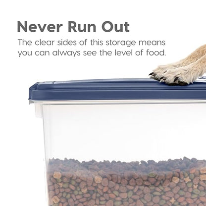 IRIS USA Dog Food Storage Container, Up to 30+11 lbs, Gray/Dark Gray - color: Navy
