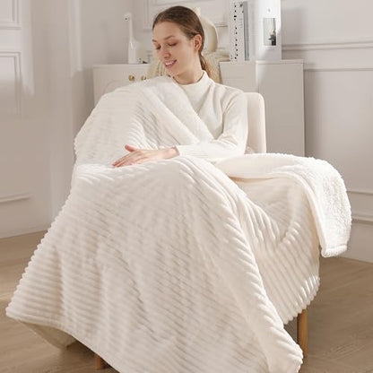 Heated Blanket Throw Electric Throw Blanket Heating Blanket Throw for Adult - color: White, size: Throw(50"x60")